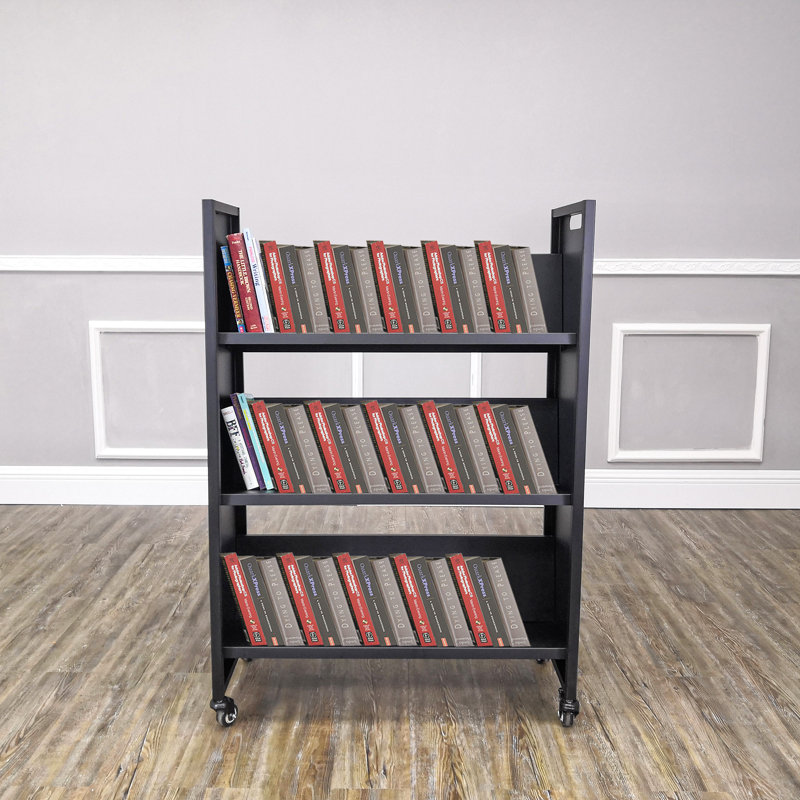 Fixturedisplays® Metal Book Cart Rooling Book Truck Library Book Cart